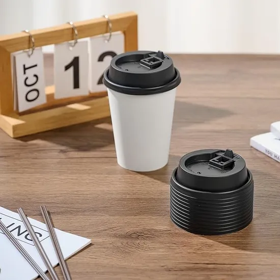Couvercles de tasses à café, couvercles en plastique jetables pour gobelets en papier de 10 oz, 12 oz, 16 oz et 20 oz