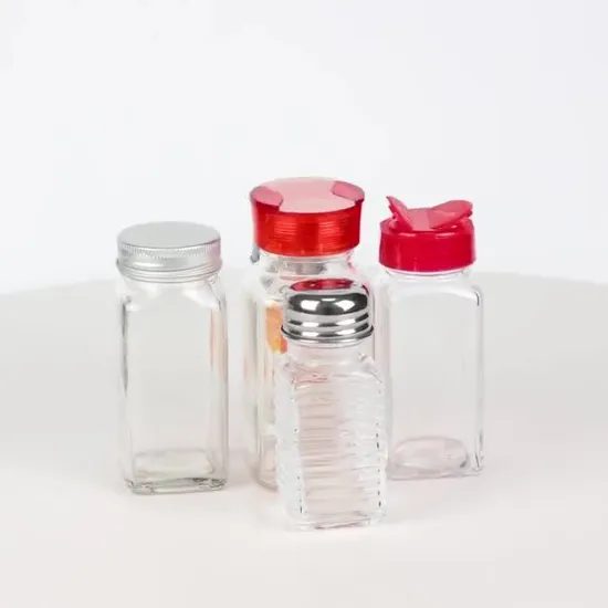 Bocaux et bouteilles en verre carrés hermétiques pour sel, poivre et herbes, 120 ml