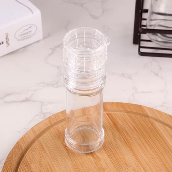 Bouteille à épices en verre de 100 ml avec moulin à sel et à poivre Moulin à sel en plastique